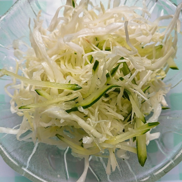 きゅうりとキャベツと玉ねぎの千切り野菜サラダ